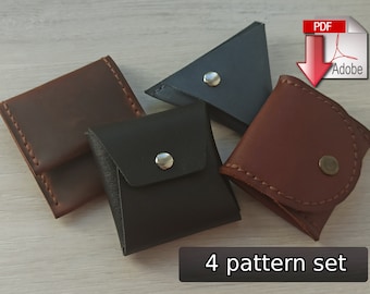 4 Leather Coin Pouches (Coin Purses) - Pattern - DIY - Pdf Download