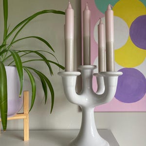 Vintage Guldkroken Hjo White 5-Arm Candleabra, Candleholder – Scandinavian Mid-Century Ceramic Elegance, Swedish design, scandinavian