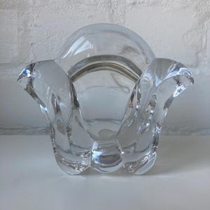 Vintage Orrefors “Fleur de Lis” Glass Bowl by Lars Hellsten – Heavy Crystal – Sweden 1970s–80s
