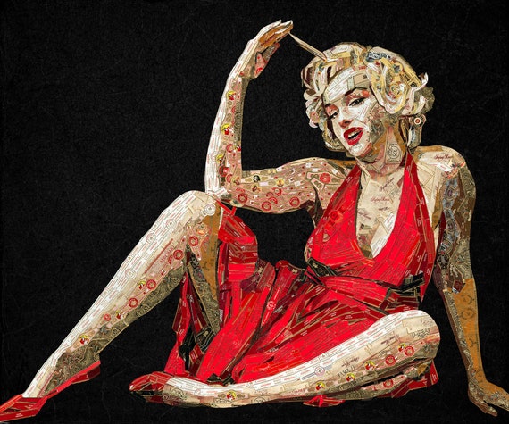 Cigar Band Collage Marilyn Monroe Smoking Smoker Art Etsy