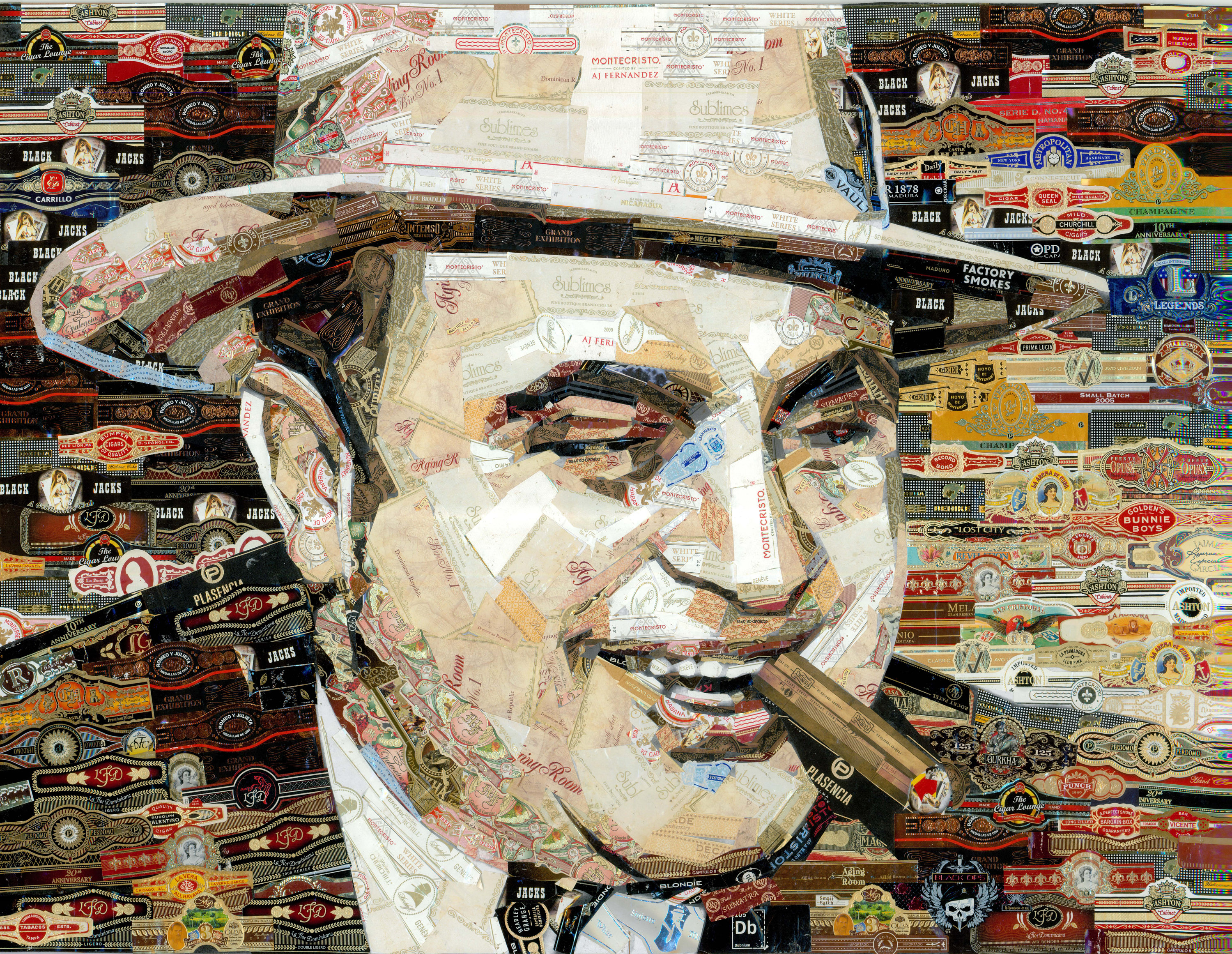 capone smoking cigarette Al Capone Cigar Band Art Print – Gangster Portrait Collage