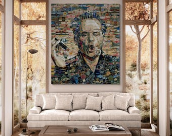 Jack Nicholson Cigar Band Collage Print - Man Cave Art