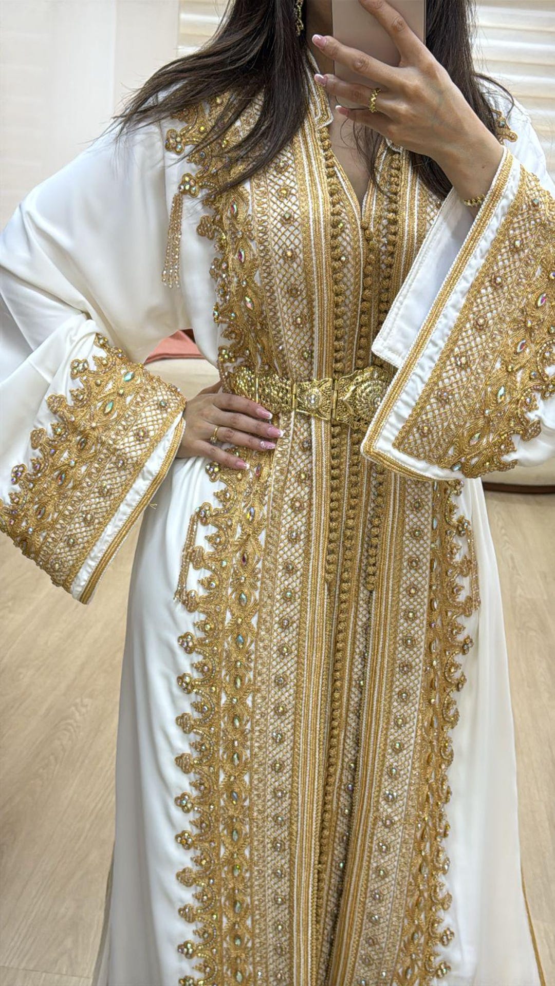 Moroccan Caftan Wedding Dress | Embroidered Arabic Kaftan | Wedding ...