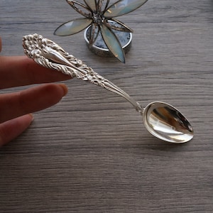 Personalized Sterling Silver Teaspoon: Engraved 925 Silver Dessert Spoon with Decorative Handle