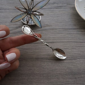 Pure silver new TEA SPOON, for a baby&#39;s christening with a clock for engraving