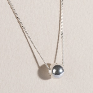 Sterling Silver Ball Pendant Necklace - Minimalist Bead Charm