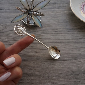 925 Sterling Silver Baby Spoon - SilverTeaspoon With Medallion Religious Scapular - Christening gift - Baby Gifts - Tiny Silver Spoon