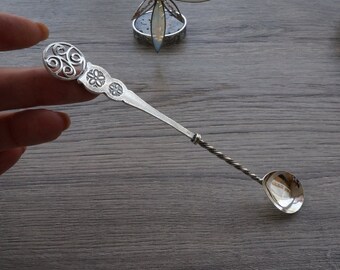 シルバー950 銀製 ロングスプーン マドラー 花 フラワー 笹 梅 ハイビスカスデザイン等 5本セット アンティーク スタンダード シルバープレート フラワー装飾 マドラー