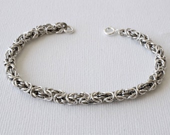 Armbandkette 3,7 mm Breite aus 925er Sterlingsilber – byzantinischer nordischer Wikinger-Mythologie-Schmuck – handgefertigtes Herrenarmband Damenarmband