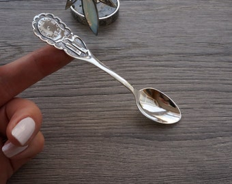 New Solid 925 Sterling Silver Baby Spoon - Personalized Silver Teaspoon - Christening Spoon With a Clock - Baby Gifts