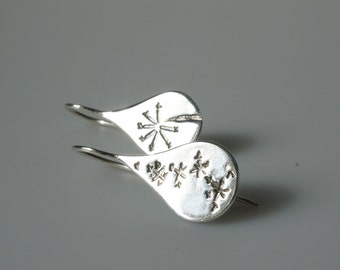 Dandelion Fluff - Sterling Silver 925 Drop Earrings - Earrings Flower Fluff - Gift for Her - Gifts for Her