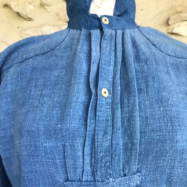 Antique French indigo work shirt