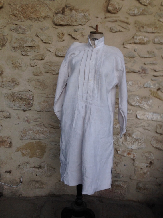 Antique french peasant hemp smock shirt