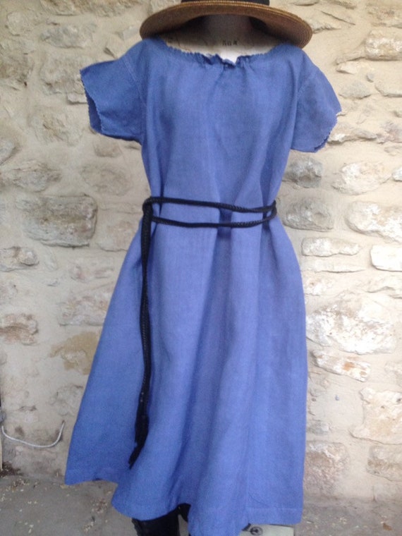 Antique French blue linen shift