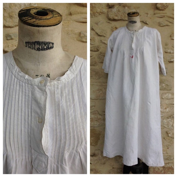 Antique french linen shift dress