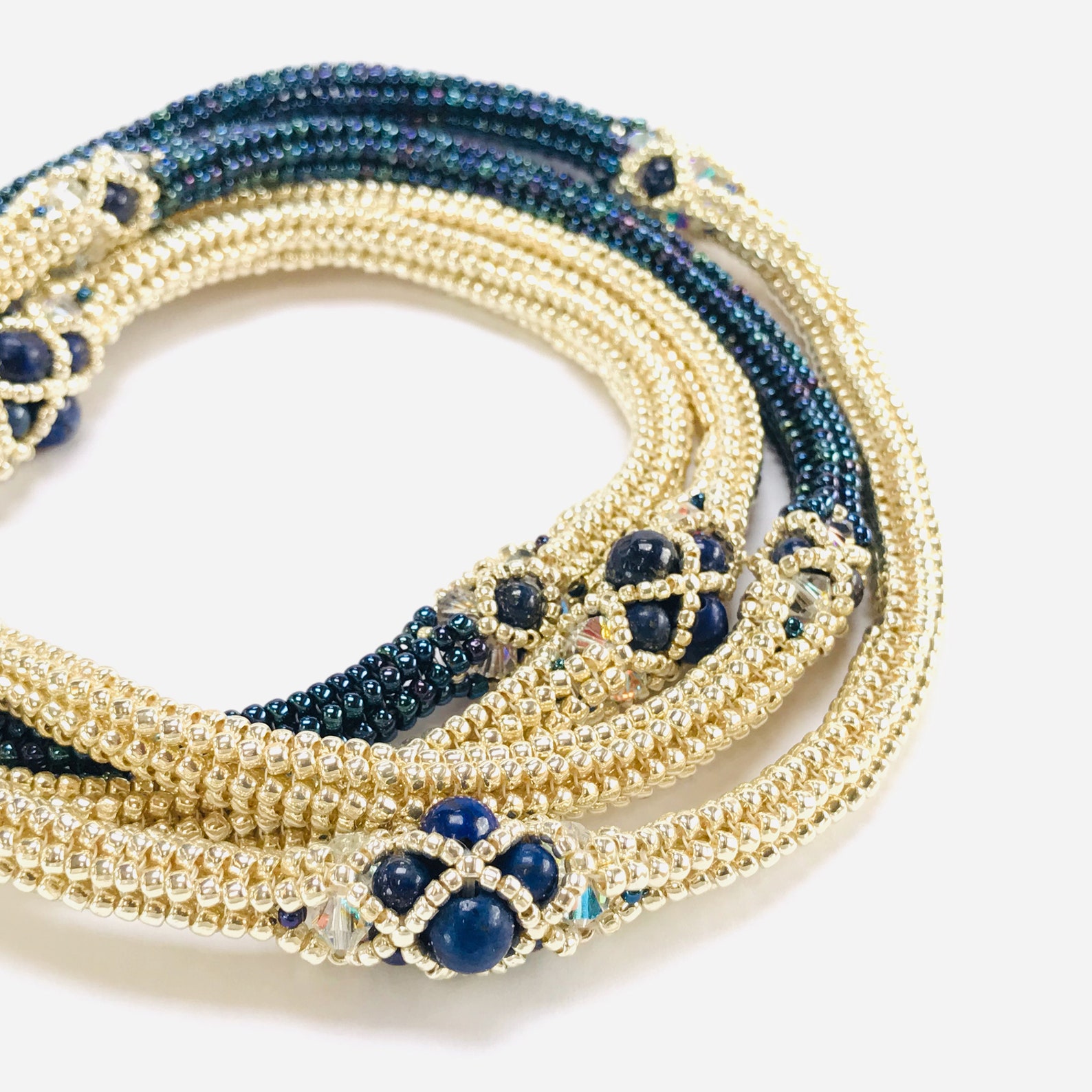 Beaded Herringbone Long Rope Necklace Embellished Rope with Etsy