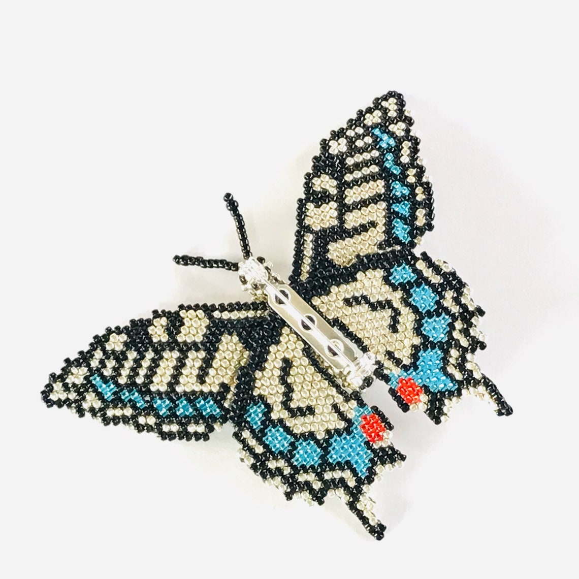 Swallowtail Butterfly Brooch Seed Bead Butterfly Jacket Pin Etsy