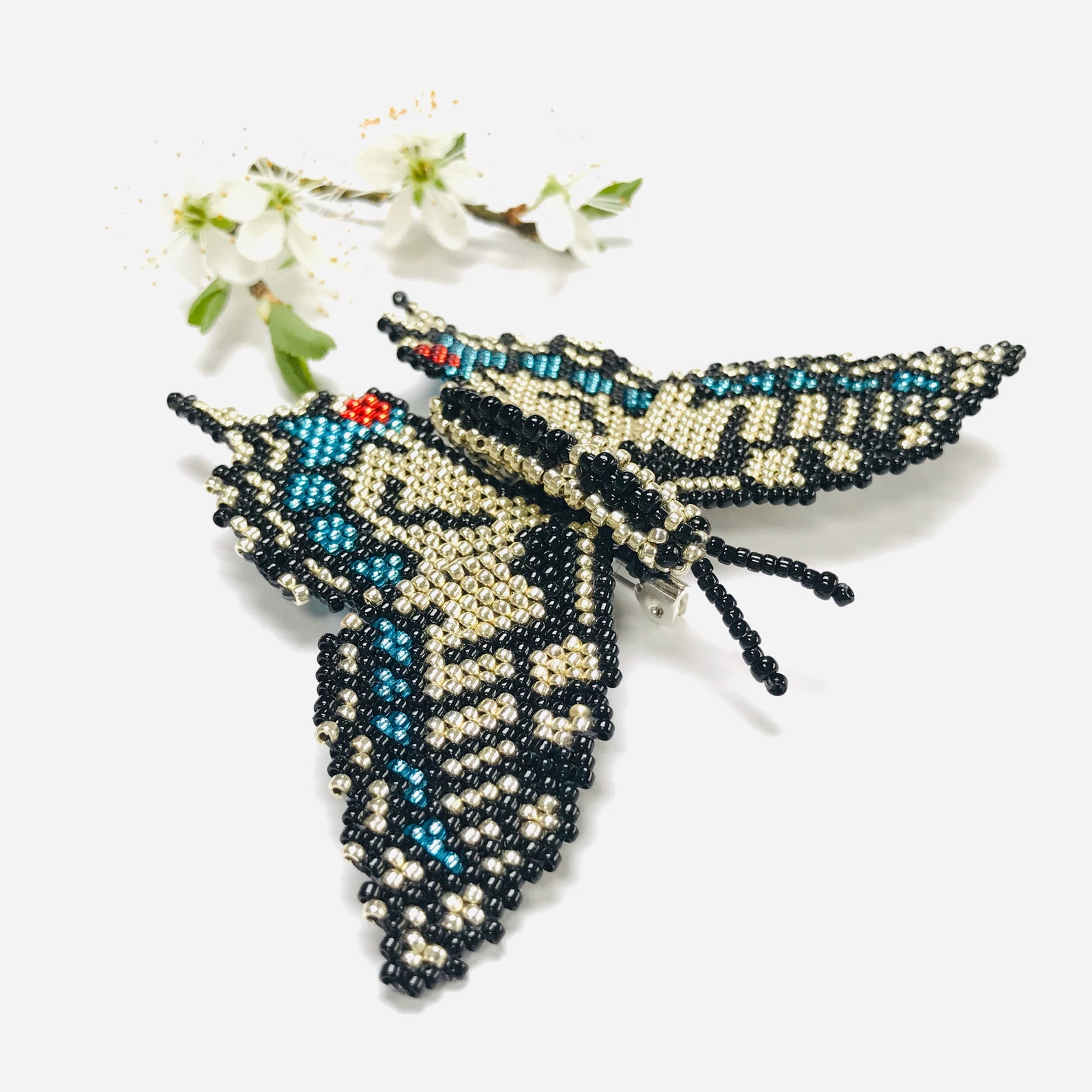 Swallowtail Butterfly Brooch Seed Bead Butterfly Jacket Pin Etsy