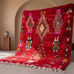 Custom Red Moroccan Rug: Berber Vintage Wool Rug