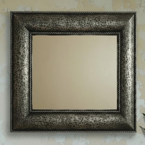 Espelho rústico artesanal em prata, espelho de parede vintage martelado para decoração de casa.