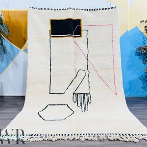 Beni Ourain Rug - Morocco Area Rug - Custom Wool Rug - Berber Rug - Moroccan Rug Wool - Handmade Rug - Minimalist Rug