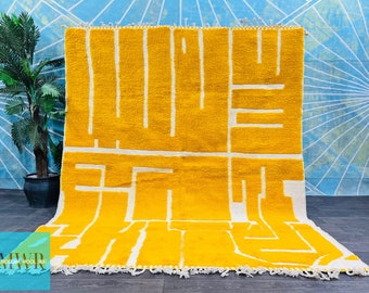 UNIQUE Yellow Area Rug, Plain Yellow rug, Custom Yellow Moroccan rug, handwoven rug, Floor rug
