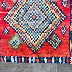 ANTIQUE MOROCCAN RUG Vintage Runner Boucherouite Berber rug Moroccan Area rug Traditional Moroccan Carpet Vintage Red Runner image 9