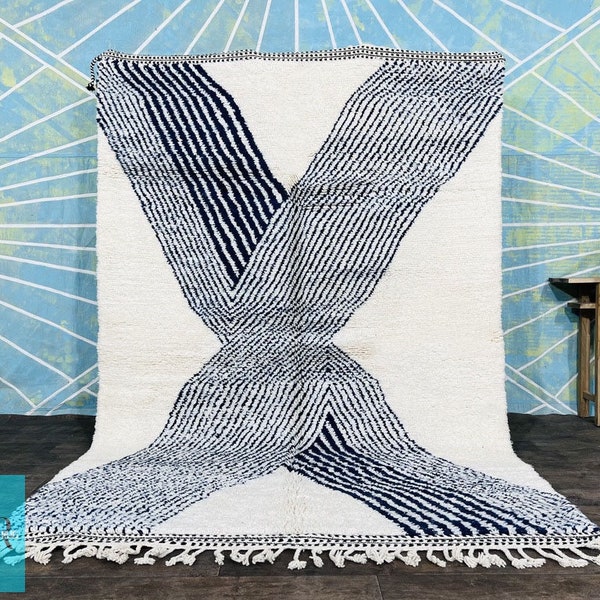 Blue Beni Ourain Rug Etsy