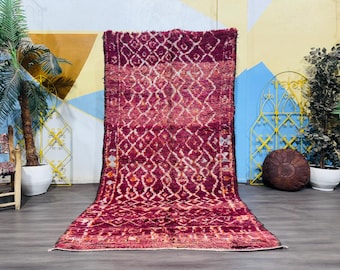 ヴィンテージ モロッコ ピンク ラグ 5.8x8.4 フィート、シャグ