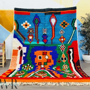 Handmade Colorful Moroccan Berber Rug: Bohemian Decor