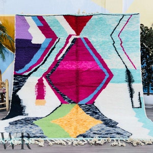 Colorful Beni Ourain Rug: Handwoven Moroccan Wool Rug