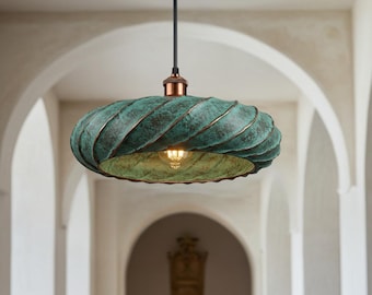 Handmade Green Patina Light , Hanging Dome Lamp , Copper Dome Pendant Lamp, kitchen island Light,Copper Dome Lamp