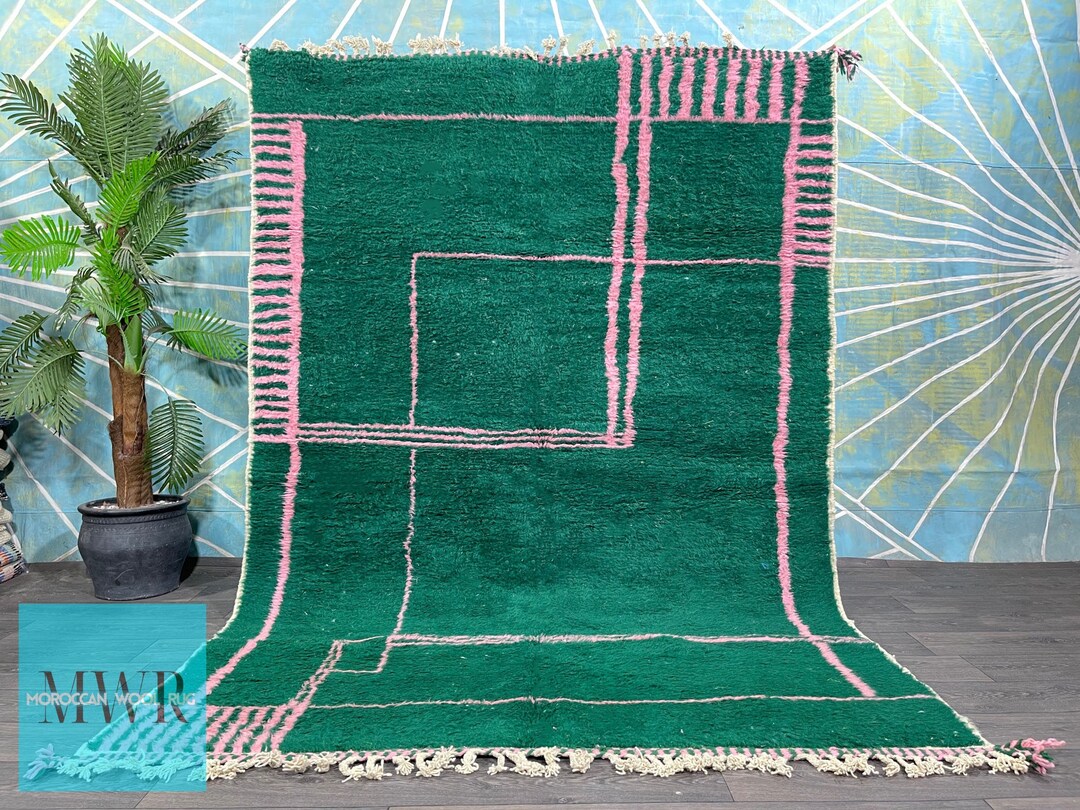 Green Rug Hand Woven Soft Green Rug for Living Room Custom All Sizes