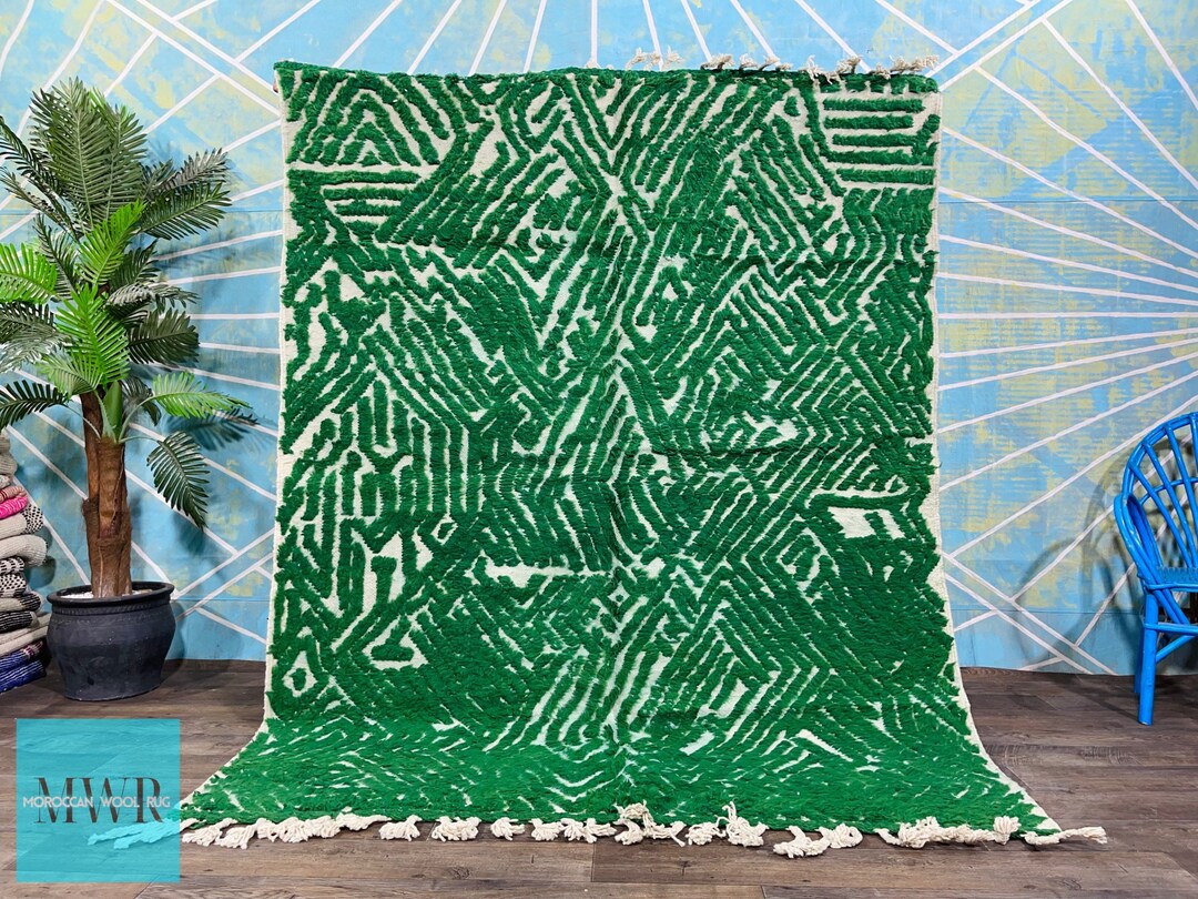 Custom Green Moroccan Rug Genuine Wool Rug Handmade Rug Etsy