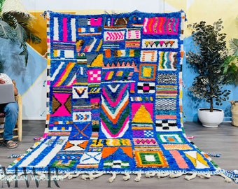 Moroccan Wool Rug - Beni Ourain Rug - Berber Rug - Colorful Beni Rug - Living Room Rug - Vibrant Modern Rug - Moroccan Rug 8x10