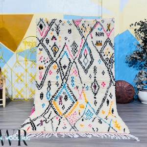 Personalized Moroccan Rug - Handmade Wool Berber Carpet - Colorful Diamond Patterns - Boho Area Rug - Azilal Style Rug
