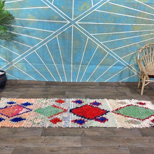 Vintage runner Boucherouite Rug, rug Living Room aesthetic, Hallway rug, Colorful Runner, Morocco Runner rug, Boucherouite rugs image 2