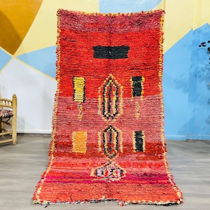 Fantastic Moroccan Boho Rug, Vintage Rug, Handmade Rug Berber Moroccan Rug, Area Rug, Boucherouite Rug