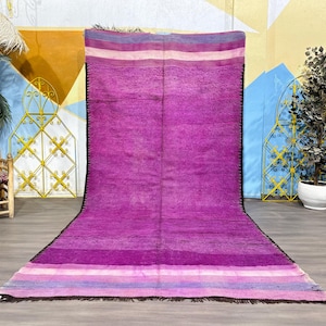 One-of-a-Kind Vintage Moroccan Rug - Purple Wool Berber Carpet - Hand-Knotted Boho Area Rug