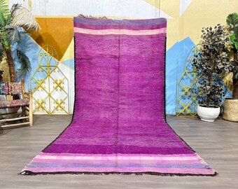 唯一無二のヴィンテージモロッコラグ - パープルウールベルベル