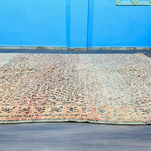 Moroccan Wool rug Vintage Rug Moroccan Area rug Bohemian Rug Old Morocco Rug Genuine Lamb Wool Rug image 4