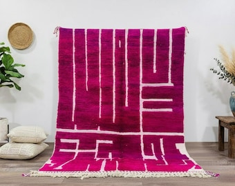 Handmade Strong Pink Beni Ourain Rug – Moroccan Wool Rug 8x10