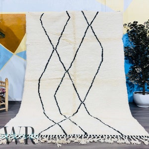 Handwoven White Moroccan Rug: Berber Wool Area Rug
