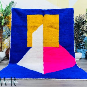 Fabulous Blue Beni Ourain Rug, Blue Moroccan Rug, Custom Handmade Rug, Beni Ourain Rug, Moroccan Area Rug, Bohemian Rug