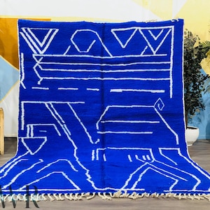 Royal Blue Moroccan rug - Berber rug - Custom Moroccan rug - Beni Ourain rug - Handmade rug - Solid Blue rug