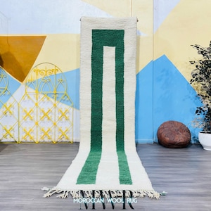 Handwoven Moroccan Berber Runner Rug: Bohemian Wool Hallway Carpet