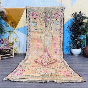 tapis marocain vintage 5 x 12,3, tapis berbère, tapis contemporain, grand tapis marocain, tapis entièrement en laine, tapis, tapis marocain fait main