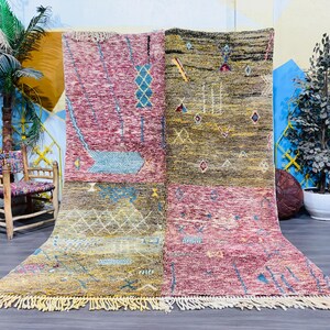 Prachtig authentiek Marokkaans wollen tapijt - handgeweven berbertapijt - boho woondecoratie - luxe Beni Mrirt-tapijt
