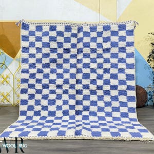 Sage Purple Checkered Rug, Rug for bedroom aesthetic, Pastel purple rug for bedroom, Checkered Wool Rug