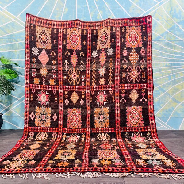 Tapis Marocain Berbère 7x10 Ft - Laine De Mouton Tissée Main - Motif Géométrique Bohème